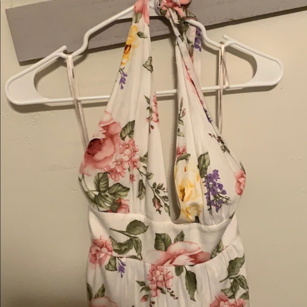 White floral dress, floor length